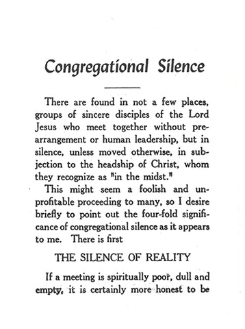 Tract: Congregational Silence