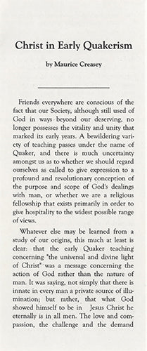 Tract: Christ in Early Quakerism