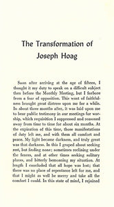 Tract: The Transformation of Joseph Hoag